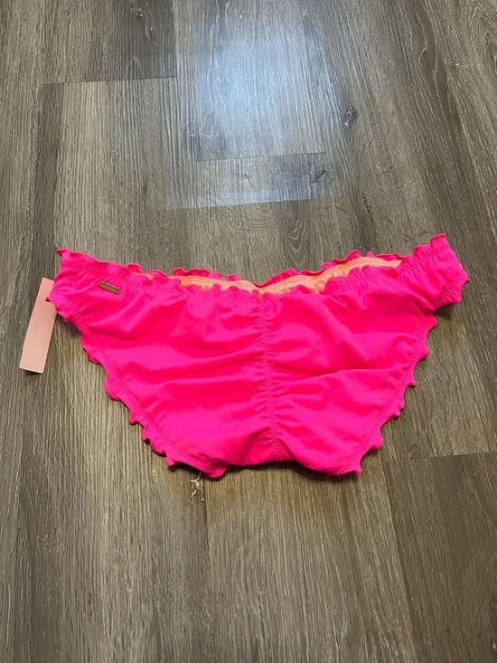 Beige Embellished Bikini Top & Hot Pink Ruffled Bottoms - Picture 5 of 6